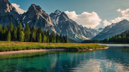 Panoramic view of Lake Misurina, Lago di Misurina, Italy