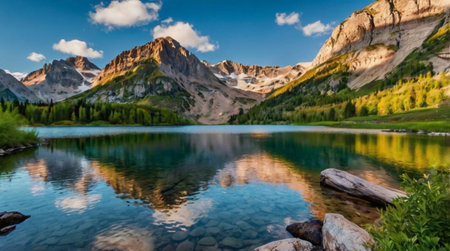 Mountain lake in the Dolomites. Beautiful summer landscape.