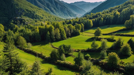 Aerial view of beautiful summer landscape in Carpathian mountains.
