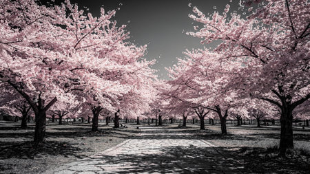 Cherry blossoms in full bloom in Washington DC, USA.