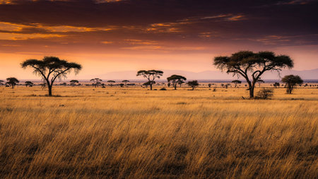 Sunset in Serengeti National Park, Tanzania, Africa