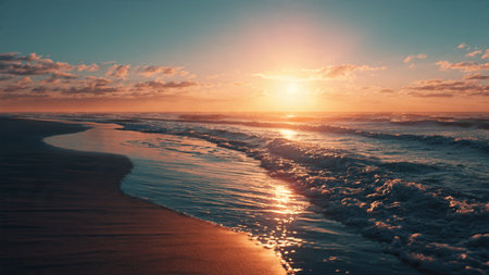Beautiful sunrise over the sea. Dramatic seascape.