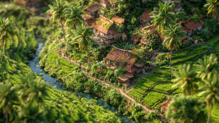Aerial view of rice terraces in Ubud, Bali, Indonesia