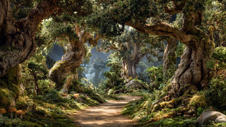 Hiking trail in the forest of Montserrat, Spain.