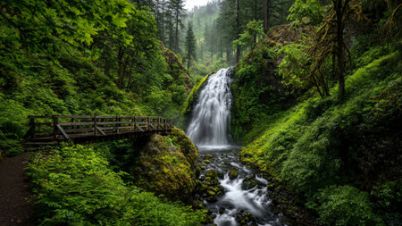 Waterfall in the rainforest of Oregon, United States of America