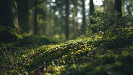 Mossy trees in the forest. Selective focus. Nature.