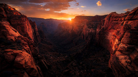 Sunset over the canyon, USA.