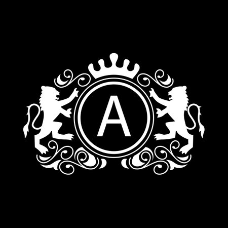 Alphabetical logo design template. Letter A in vintage heraldic style.のイラスト素材