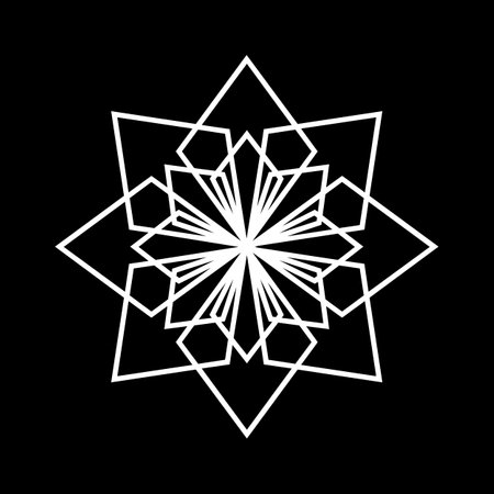 Snowflake icon. Vector illustration. White on the black background.のイラスト素材