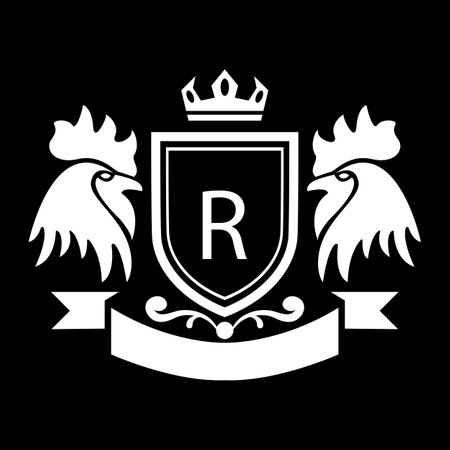 Heraldic Coat of Arms, isolated on black background, vector illustration.のイラスト素材