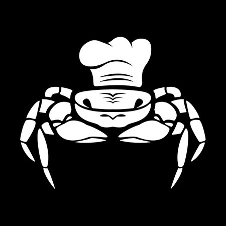 Crab chef icon. Black and white illustration of crab chef vector icon for webのイラスト素材