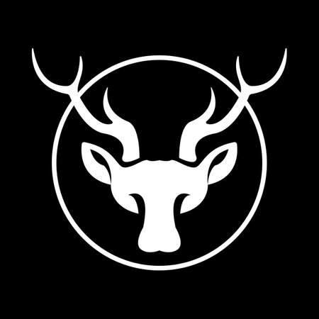 Deer head icon. White on the black background. Vector illustration.のイラスト素材