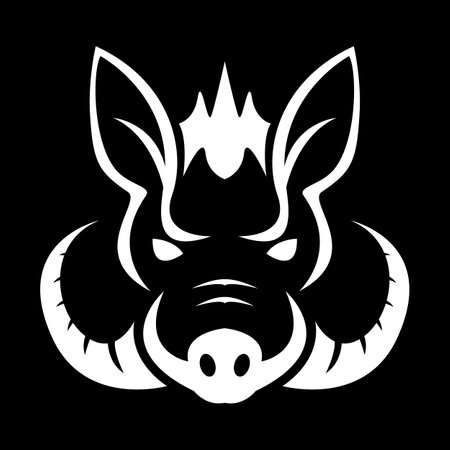 Pig head with crown. Vector illustration isolated on black background.のイラスト素材