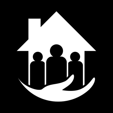 Real estate icon. White on the black background. Vector illustration.のイラスト素材