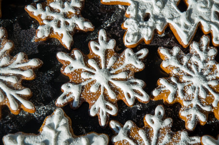 Snowflake Shaped Iced Gingerbread Cookies