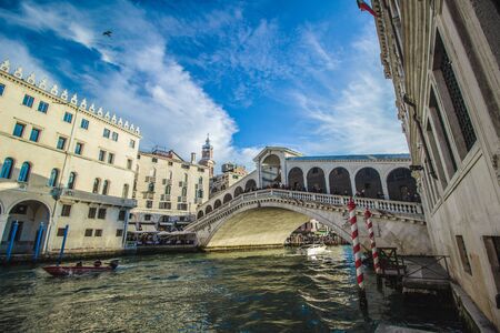 The Rialto Bridge, Grand Canal, Venice, Italyの写真素材