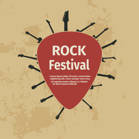 Rock festival banner with guitars and plectrum, vector illustrationのイラスト素材