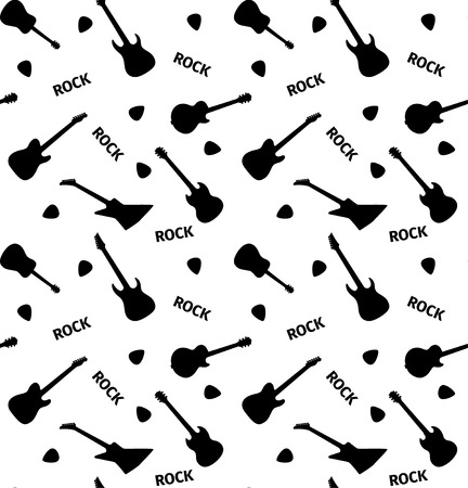 Seamless pattern with guitars on a white background, vector illustrationのイラスト素材