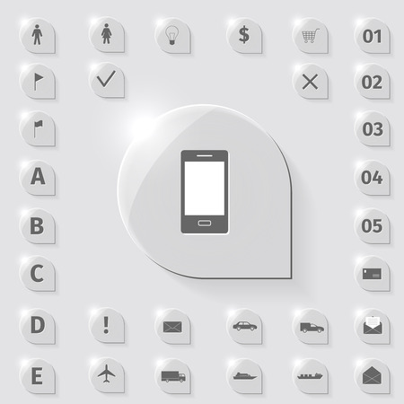 Business icons set on a glass, vector illustrationのイラスト素材