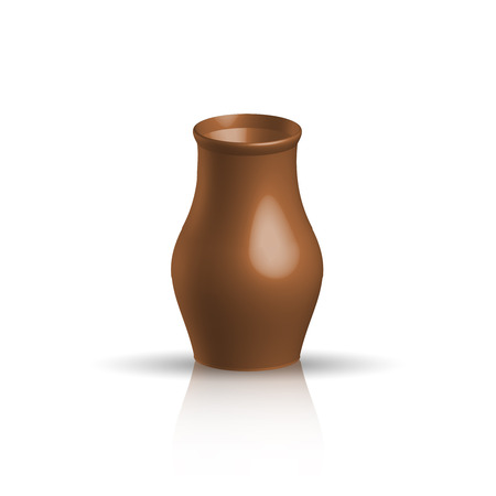 Realistic clay pot, brown color, vector illustrationのイラスト素材