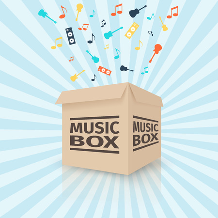 Cardboard music box, vector illustrationのイラスト素材