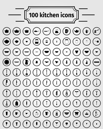 Set of kitchen untesils, vector illustrationのイラスト素材