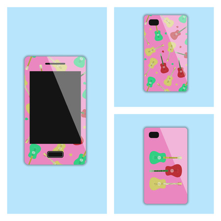 Mobile phone cover with guitars, vector illustrationのイラスト素材