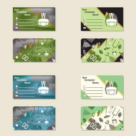 Visit card for american football, four different typesのイラスト素材