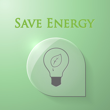 Eco bulb with leaf on a glass background, vector illustrationのイラスト素材
