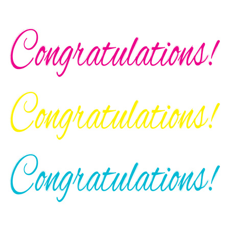 Red, yellow and blue congratulations banner, vector illustration