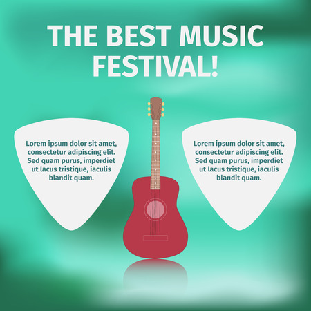 Acoustic guitar on festival banner, vector illustrationのイラスト素材