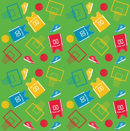 Pattern with basketball equipment, illustrationのイラスト素材
