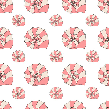 Wonderful vector seamless pattern of seashells. Bright set painted by hand. To use postcards, greetings, prints on textiles and other creative products.のイラスト素材