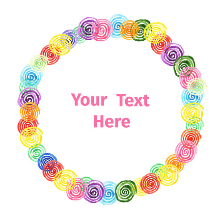 Handpaint watercolor vector frame. Bright spirals of different colors. Texture for invitations, cards, web sites, design.のイラスト素材