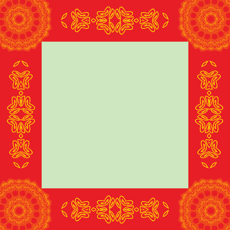 Vector vintage design elements. Red frame decorated with lace and ornaments for greetings, invitations, design and decorのイラスト素材