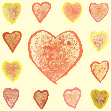 Handpaint watercolor vector background. Set of watercolor hearts for invitations, cards, web sites, design.のイラスト素材