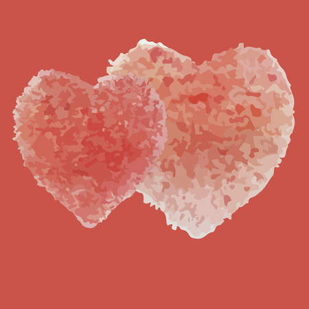 Handpaint watercolor vector background. Watercolor hearts for invitations, cards, web sites, design.のイラスト素材
