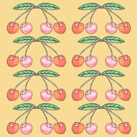 Cherry  watercolor vector. Hand drawn texture. Background for save the date cards, web pages, invitations.のイラスト素材