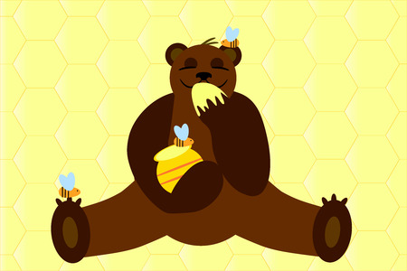 Bear with honey, vector illustrationのイラスト素材