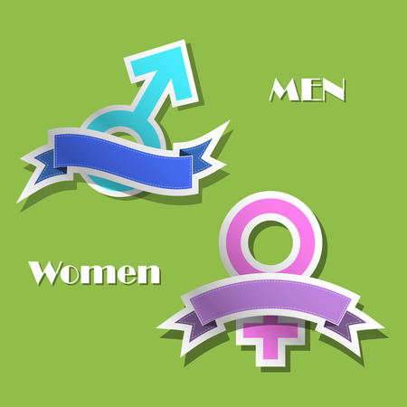 Men and women sign with ribbons, vector illustrationのイラスト素材