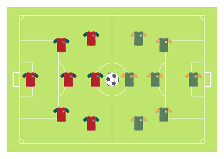 Advertising card for football with football field, vector illustrationのイラスト素材