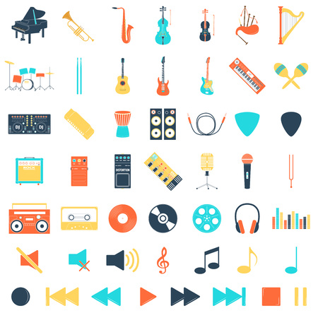 Musical instrument set, flat syle, vector illustrationのイラスト素材
