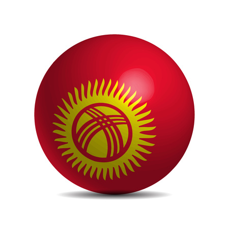 Kyrgyzstan flag on a 3d ball with shadow, vector illustrationのイラスト素材