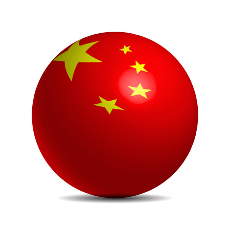 China flag on a 3d ball with shadow, vector illustrationのイラスト素材