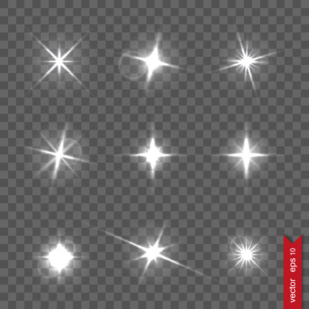 Set of flash lights and shiny glitter, vector illustrationのイラスト素材