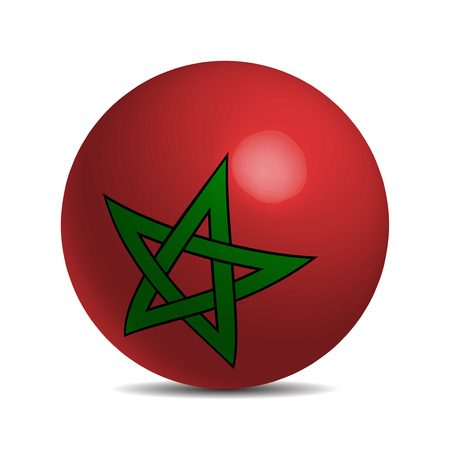 Moroco flag on a 3d ball with shadow, vector illustrationのイラスト素材