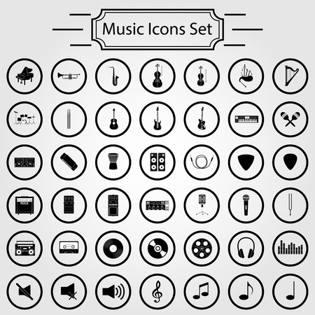 Musical instrument set, flat syle, vector illustrationのイラスト素材