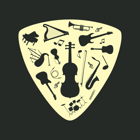 Musical instrument set on a plectrum, vector illustrationのイラスト素材