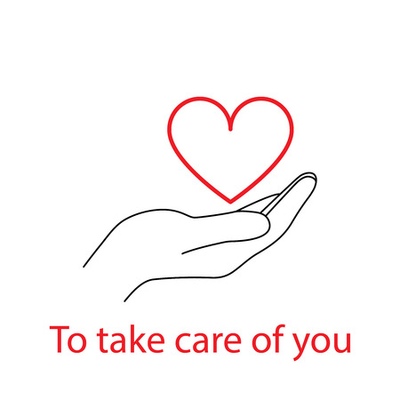 Hand holding a heart. Vector illustration for a charity, medicine, care, day Valentine's Day, and other usesのイラスト素材