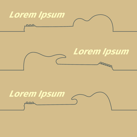 Guitars silhouette on a advertising cardのイラスト素材